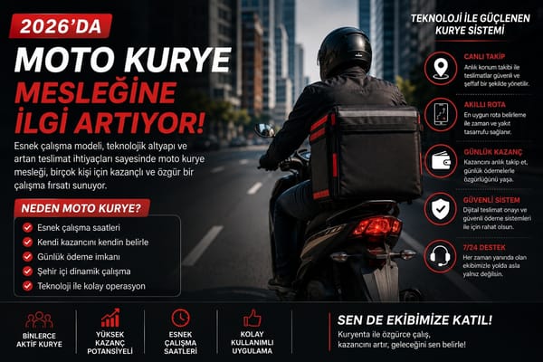 Moto kurye mesleği, dijitalleşen operasyonlar ve esnek çalışma modeliyle geleceğin en önemli mesleklerinden biri olmaya devam ediyor.